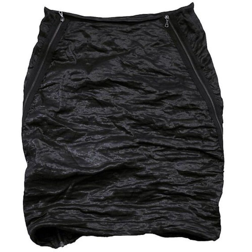 Yigal Azrouel Shiny Zipper Stretch Gauze Mini Skirt Size 4